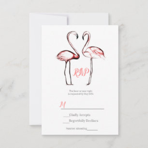 Flamants Roses Rose Pêche Mariage Élégant RSVP