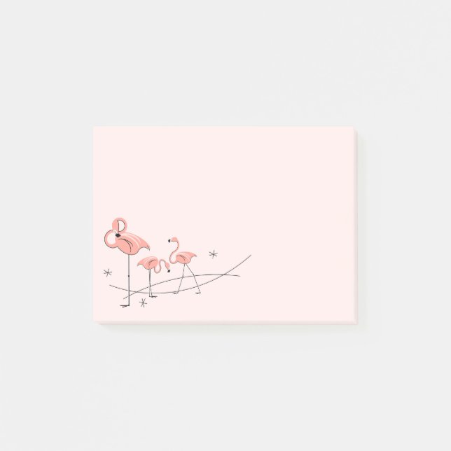 Flamants roses rose Trio post-it (Devant)