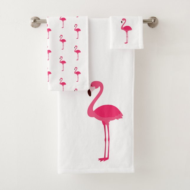 Flamants roses rose tropicale sur blanc (En situation)