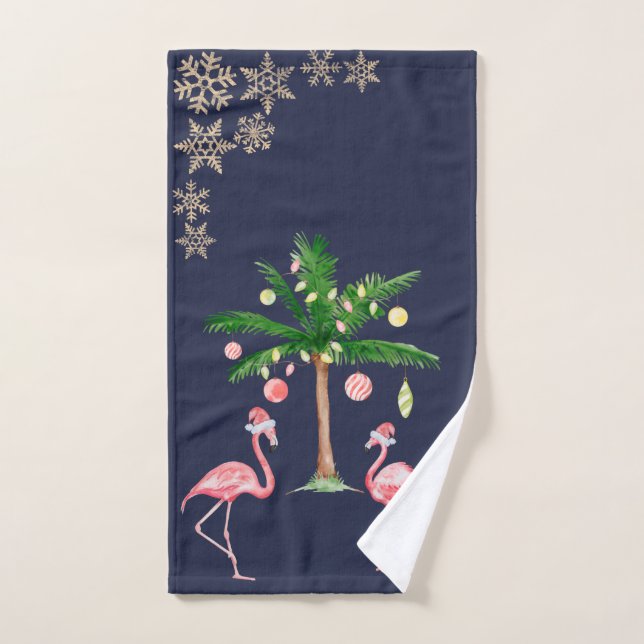 Flamants roses roses adorables, Palm Snowflakes (Serviette à main)