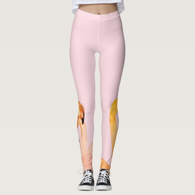 Flamants roses roses Aimer Leggings personnalisés (Devant)