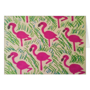 Flamants roses roses Carte de voeux Motif tropical