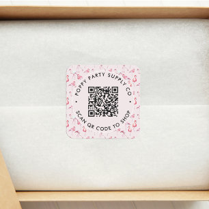 Flamants roses roses Code QR personnalisé Sticker