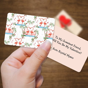 Flamants roses roses doux Valentine - Cartes pour 