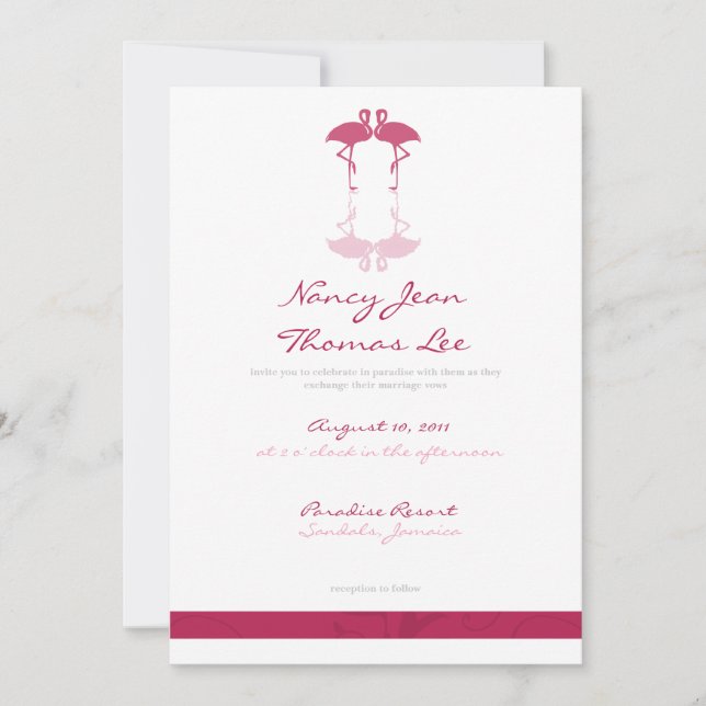 Flamants roses roses Faire-part de mariage (Devant)