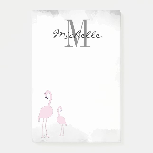 Flamants roses roses Notes post-it personnalisées (Devant)