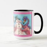 Flamants roses roses rendant Snowman CHRISTMAS MUG<br><div class="desc">"Les Flamants roses roses Font Des Snowmen Roses". Profitez De Votre Nog Et Chocolat Chaud Dans Ce FLAMANT ROSE Humoristique DE NOËL Grosse Brack Susan</div>
