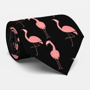 Flamants roses roses sur Cravate noir