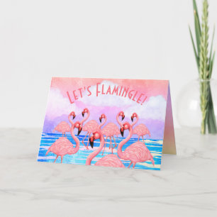 Flamants roses sur carte Parade