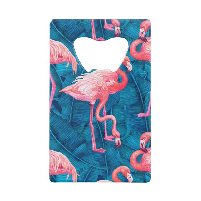 Flamants roses sur feuilles de bananes bleues (Devant)