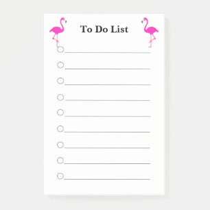 Flamants roses sur un Post-it de liste de choses à