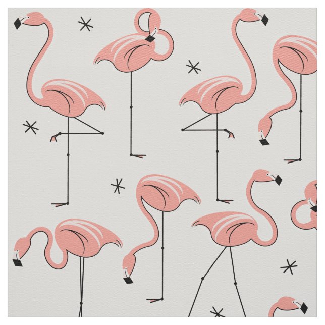 Flamants roses tissu rose (Échantillon)