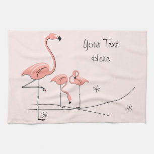 Flamants roses Trio rose 4 serviette de cuisine