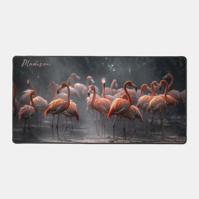 Flamants roses tropicaux nom personnalisé (Recto)