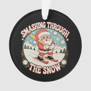 Flambant À Travers Le Baseball De Neige Père Noël 