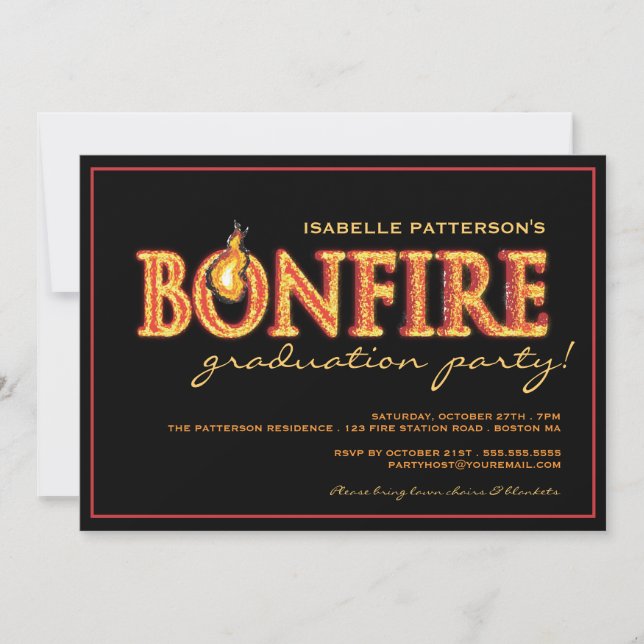 Flames Bonfire Graduation Party Invitation (Devant)