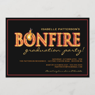 Flames Bonfire Graduation Party Invitation