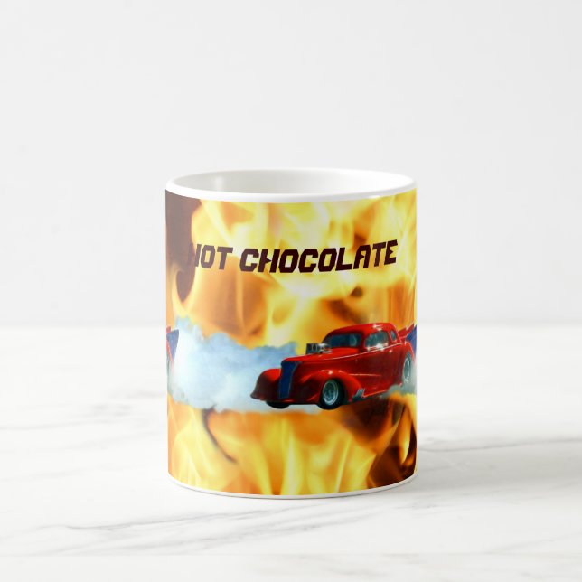 Flames & Drag-racing Doorslammer Race Car Kids Mug (Centre)