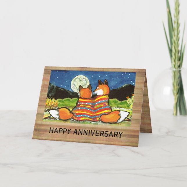 "Flamin' Love" Red Foxes Romantique carte (Devant)