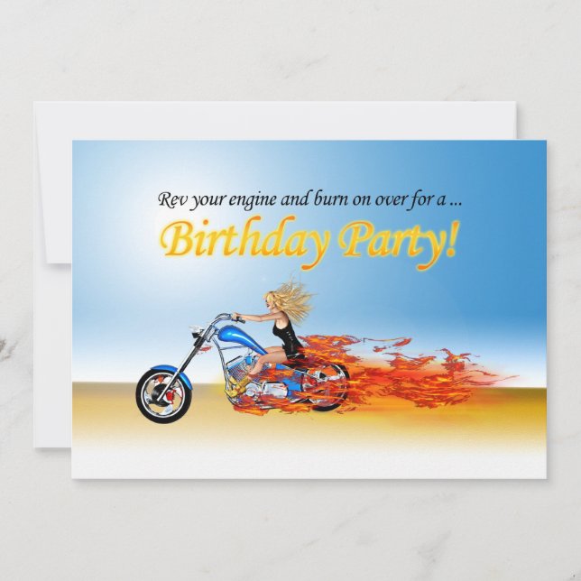 Flaming motorcycle party invitation (Devant)