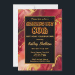 Flaming rouge et or Hot 80th Birthday Invitation<br><div class="desc">Invitation moderne et élégante rouge et or 80ème anniversaire avec un arrière - plan d'encre d'alcool rouge et or. Carte invitation tendance parfaite pour une célébration anniversaire élégante pour un homme ou une femme. Comprend une typographie flamboyante (non modifiable). Disponible sous forme d'invitation imprimée Zazzle ou d'un modèle imprimable en...</div>