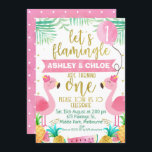 Flamingle 1er anniversaire Invitation pour jumeaux<br><div class="desc">Flamingle 1er anniversaire Invitation pour jumeaux Des jumeaux mignons, pour la plupart roses, invitons flamboyants à leur premier anniversaire. C'est une façon mignonne et colorée d'invitation des invités à la première fête d'anniversaire de votre petite fille. Le design comprend deux flamants roses, un ballon, une bannière de nombreux fruits et...</div>
