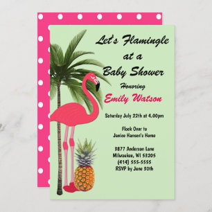 Flamingle Baby shower ananas, Invitation de points
