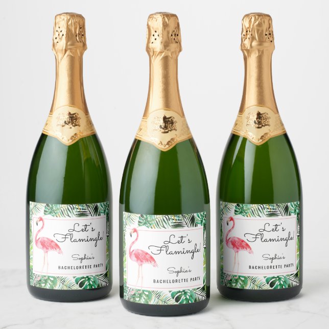 Flamingle Bachelorette Sparkling Étiquettes de vin (Bouteilles)