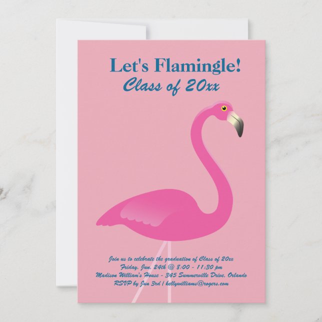 Flamingle Class of 2019 Invitation en rose (Devant)