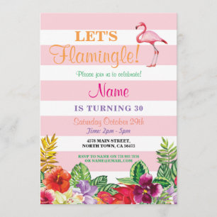 Flamingle Flamant rose 30e anniversaire Invitation
