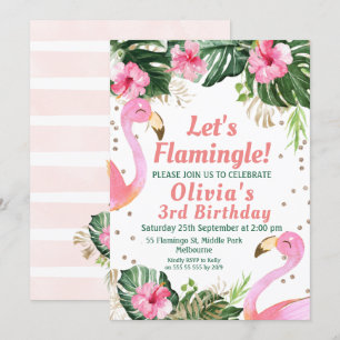 Flamingle Flamant rose Anniversaire Invitation