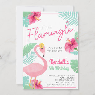 Flamingle Flamant rose Anniversaire Invitation