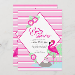 Flamingle flamingo baby shower invitations rose