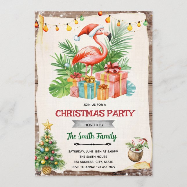 Flamingle Jingle Christmas in July Invitation (Devant)