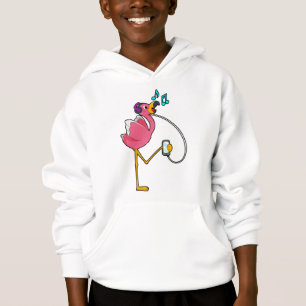 Flamingo at Music with Headphone