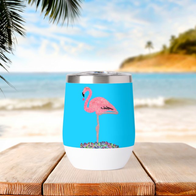 Flamingo de plage rose scintillant pour Hanukkah (Plage (pivotée))