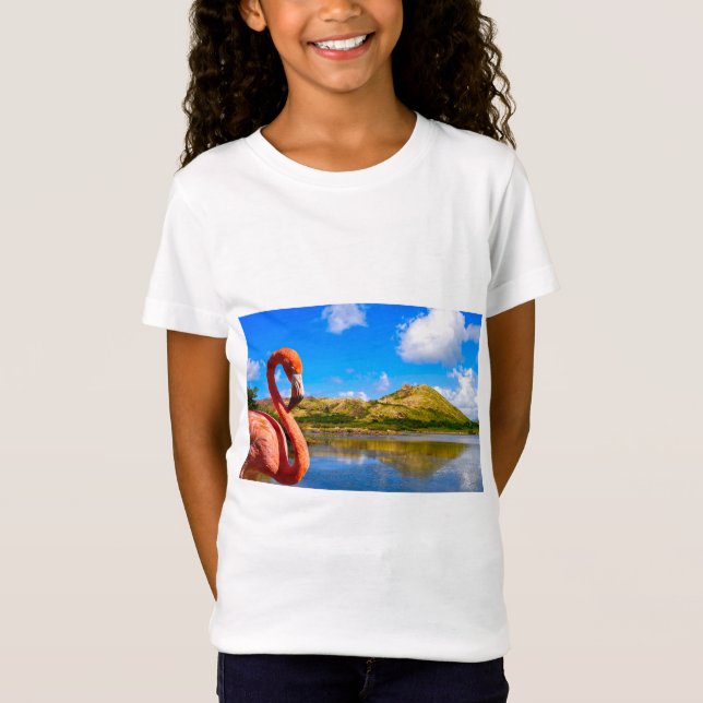 Flamingo des Caraïbes en T-shirt St kitts (Devant)