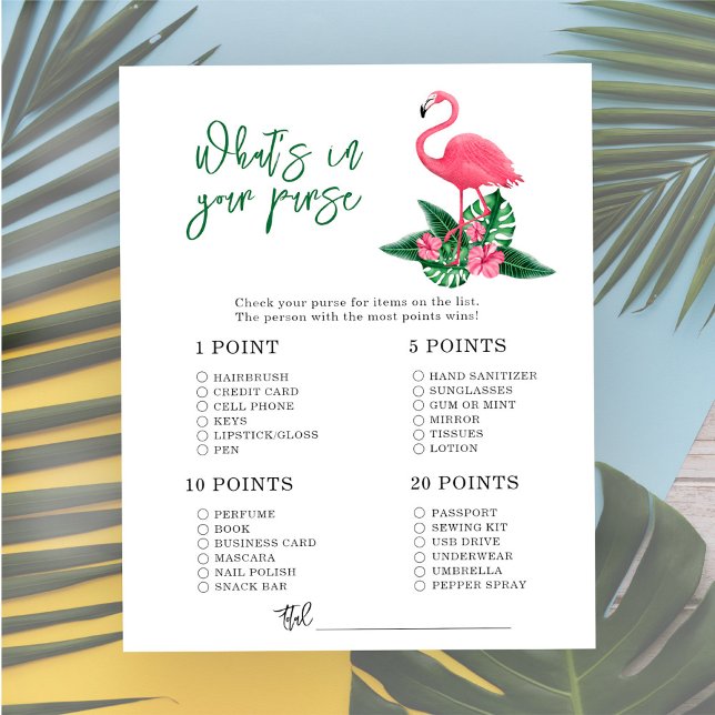 Flamingo rose - Quoi dans votre sac à main baby sh (Créateur téléchargé)