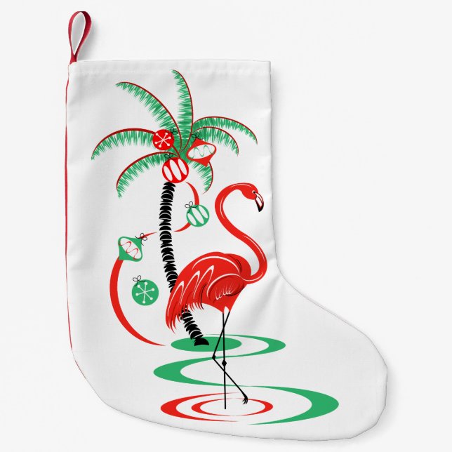 Flamingo rouge de Noël chaussette unilatérale (Devant)