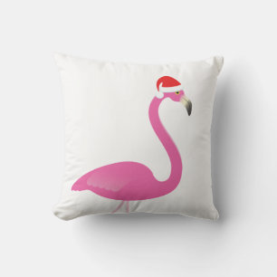 Flamingo Santa sur Coussin Extérieur Blanc