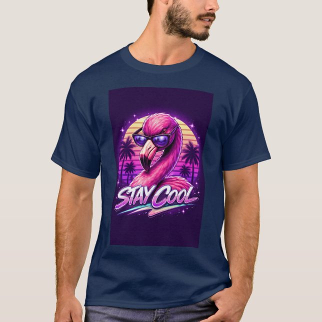 Flamingo Sunglasses Minimalist Design T-Shirt Funn (Devant)