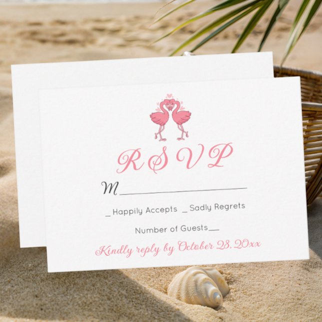Flamingo Tropical Hawaiian Luau Beach Wedding RSVP (Créateur téléchargé)