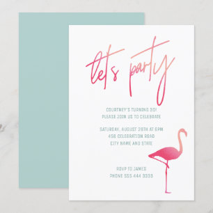 Flamingo tropical invitation rose et menthe de 30e