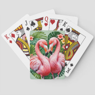 flamingos cou coeur rose Cartes de jeu classiques