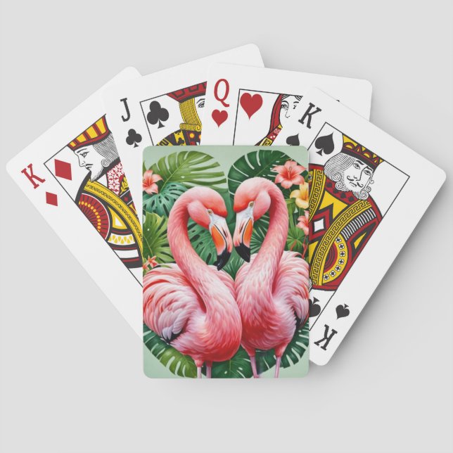 flamingos cou coeur rose Cartes de jeu classiques (dos)
