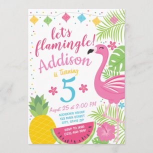 Flamingparty Anniversaire Invitation Flamant rose 