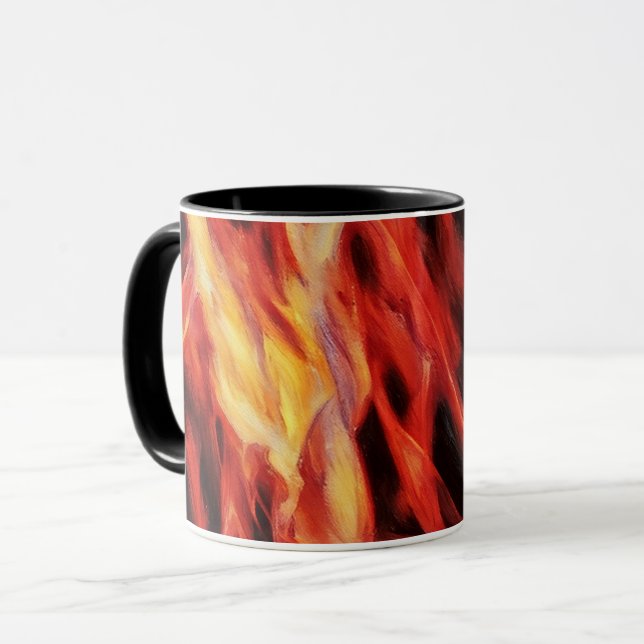 Flamme de feu Art Abstrait Rouge Gold Tones Mug Cu (Devant gauche)