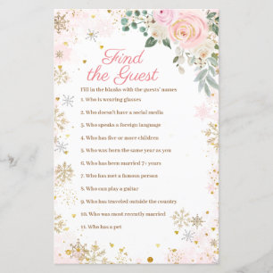 Flamme de neige rose d'hiver Trouvez l'invité