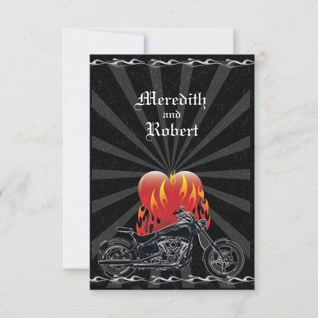 Flamme Love Biker Mariage Carte de réponse (Devant)