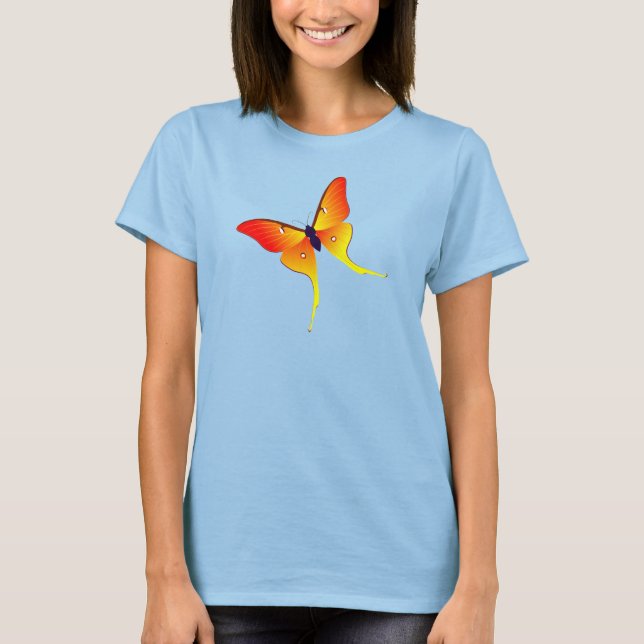 Flamme orange Papillon Dames Burnout T-Shirt (Devant)